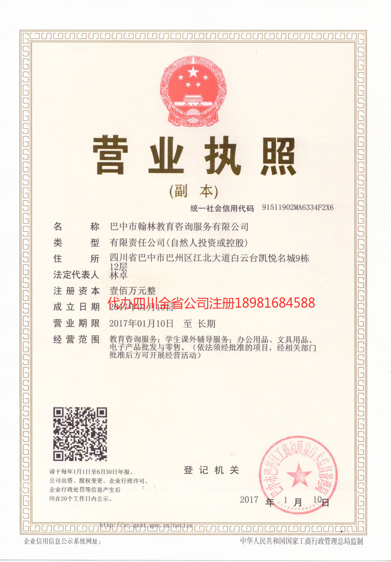 陆丰陆丰翰林教育咨询服务有限公司